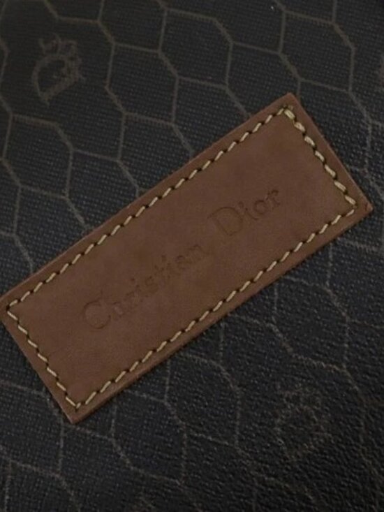 Christian Dior Honeycomb Canvas Boston Bag PVC Black Gold Auth ep12688 - Picture 9 of 16